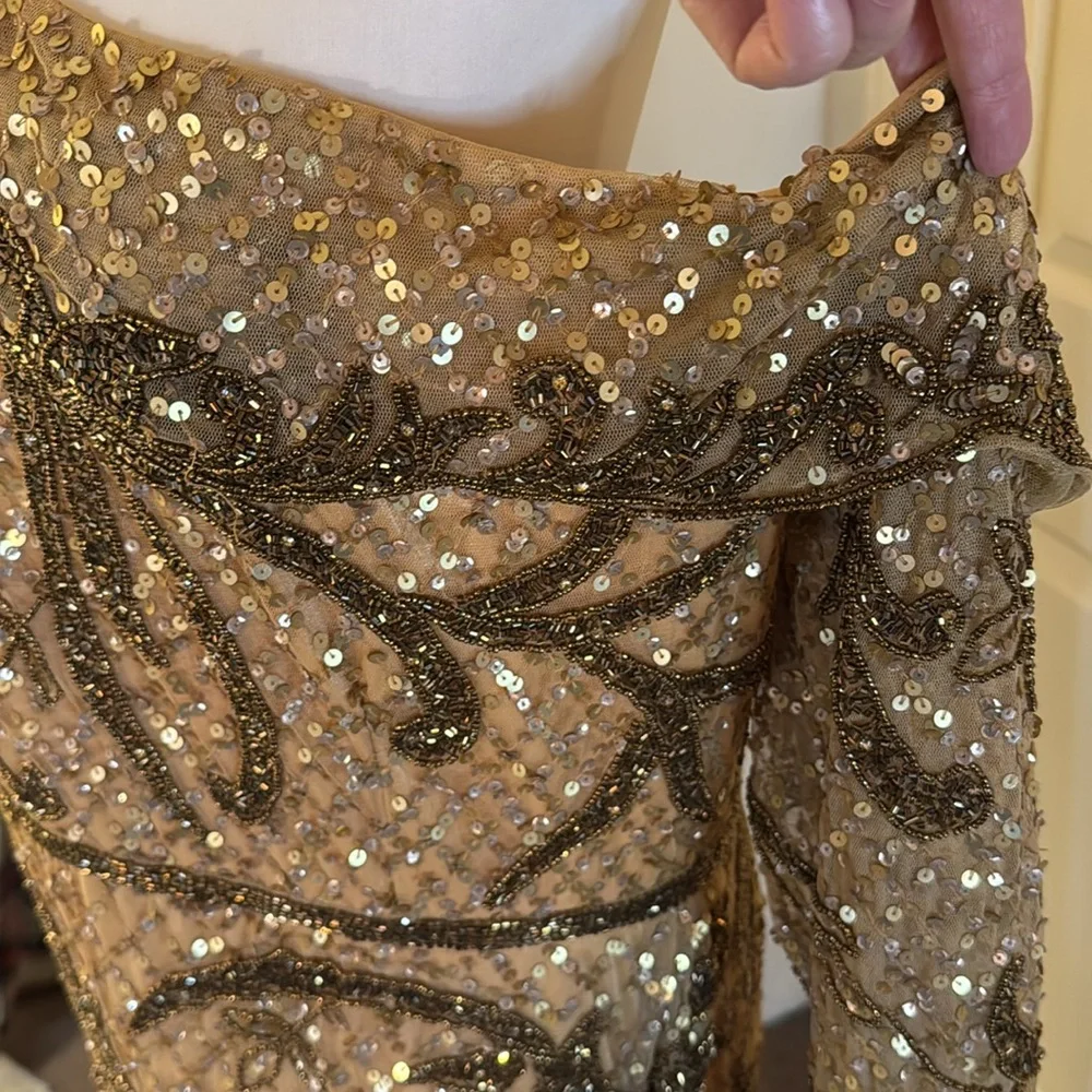 Mac Duggal Gold One Shoulder Dress - Picture 6 of 16